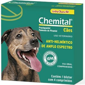 Vermífugo Chemital para Cães com 4 Comprimidos