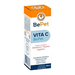 VITA C TAURINA E ARGININA CÃES E GATOS BEPET 30ML - VALIDADE OUTUBRO/24