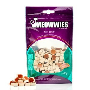 PETISCOS DE FRANGO E PEIXE MEOWWIES MINI SUSHI 80G