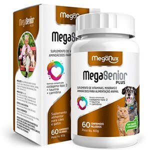 MEGASENIOR PLUS 1000MG MEGANUX 60 COMPRIMIDOS PALATÁVEIS PARA CÃES E GATOS