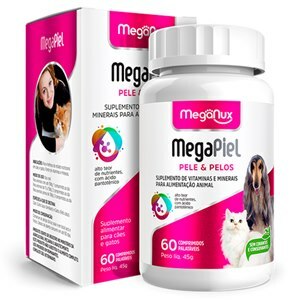 MEGAPIEL 750MG PELE E PELOS MEGANUX 60 COMPRIMIDOS PALATÁVEIS PARA CÃES E GATOS