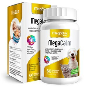 MEGACALM 1000MG MEGANUX 60 COMPRIMIDOS PALATÁVEIS PARA CÃES E GATOS