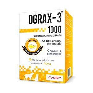 Ograx-3 1000Mg 30 Cápsulas Gelatinosas Para Cães E Gatos